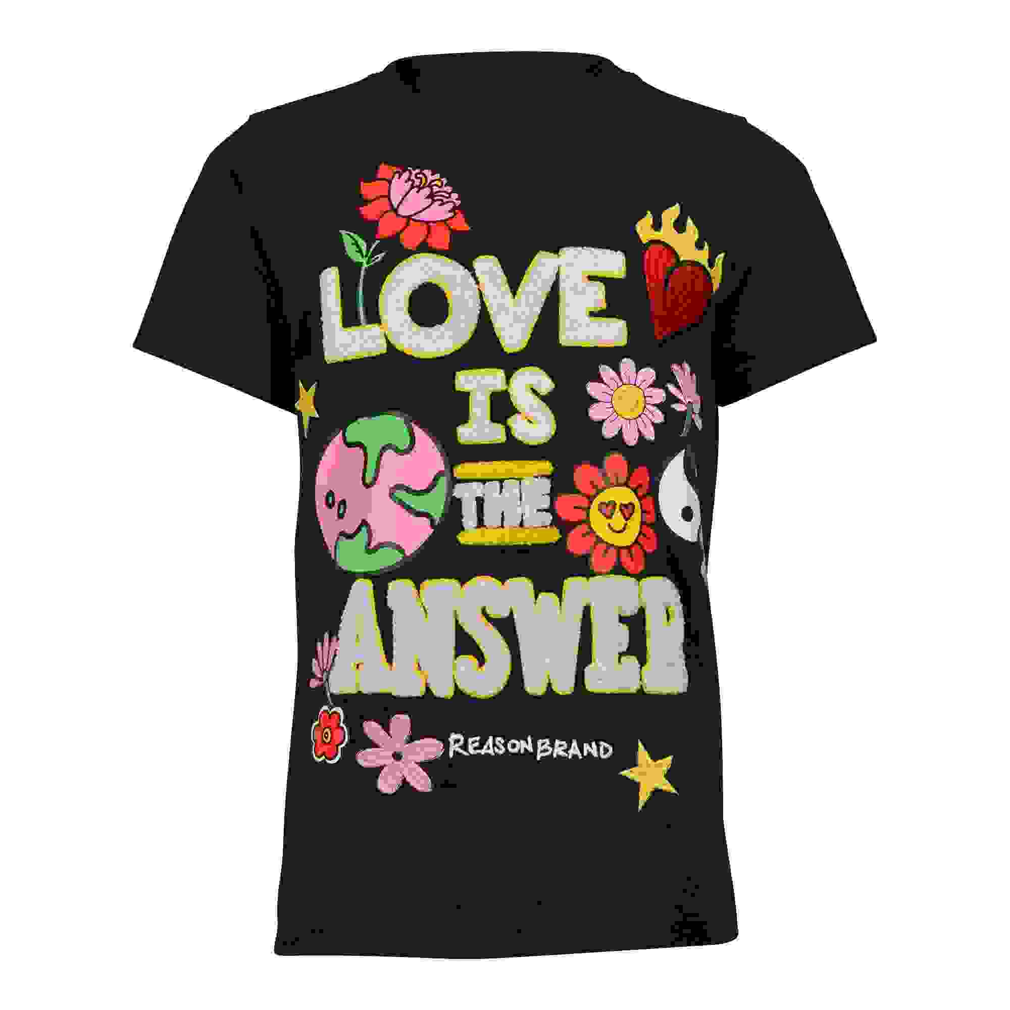 Reason Love Is The Answer Big Girls' Black/Multi Tee